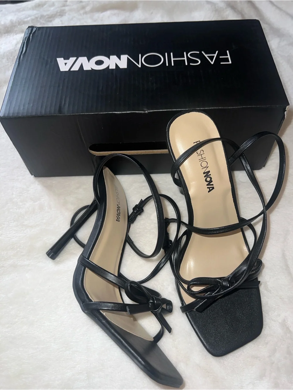 Fashion Nova Black Strappy Wrap Sandals